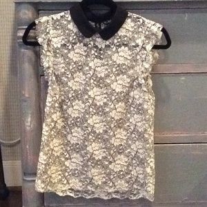 Cream and black lace top